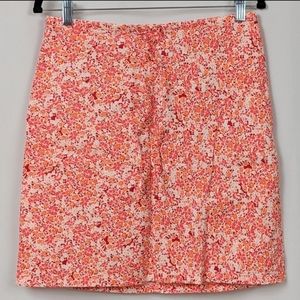 SO Stretch Skirt Floral Ditsy Print Retro Cottage Vintage Orange Red 7 Juniors